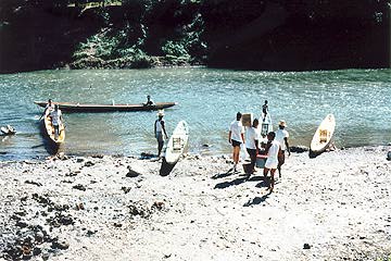 Taking off to go up river.